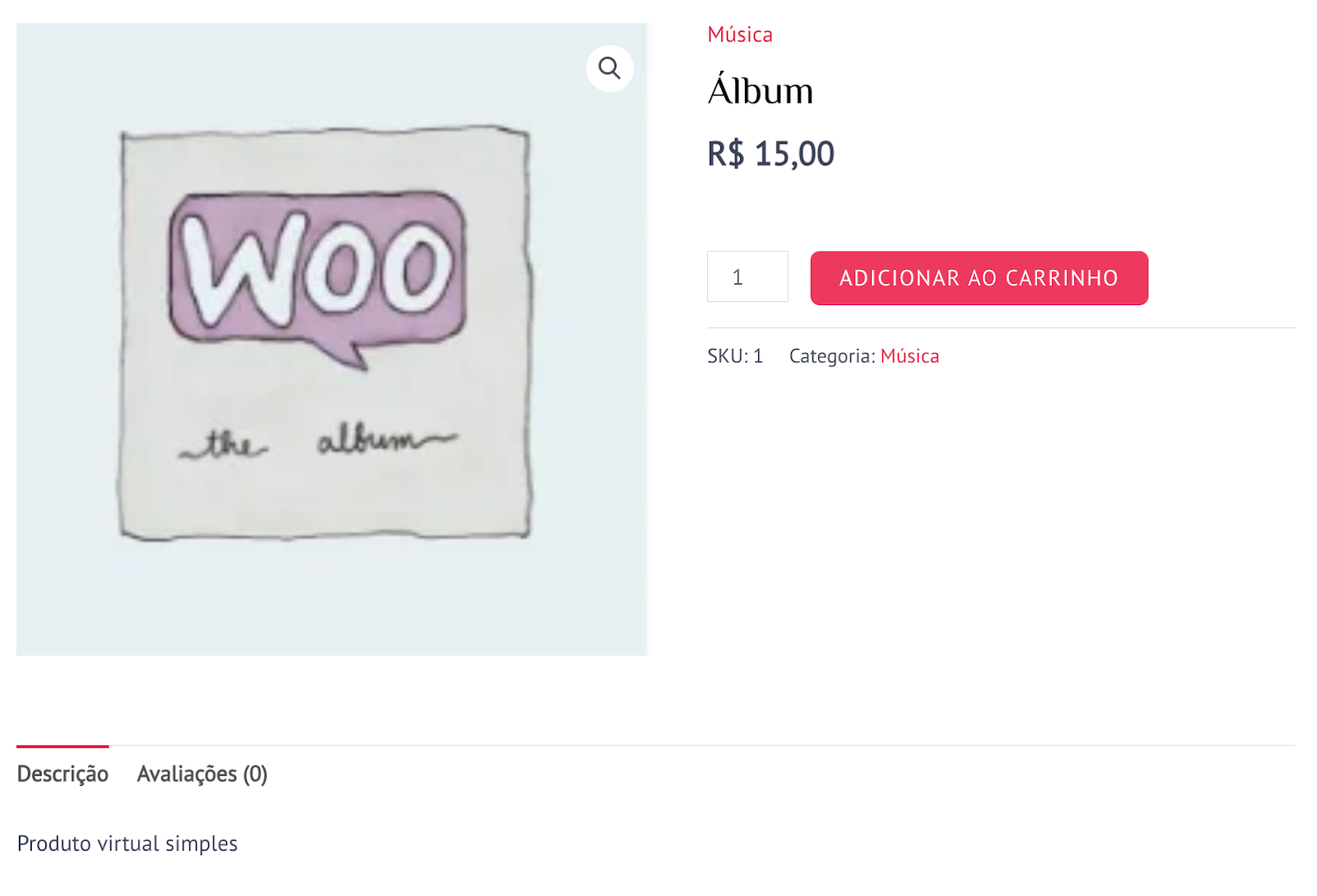 Exemplo de um produto WooCommerce