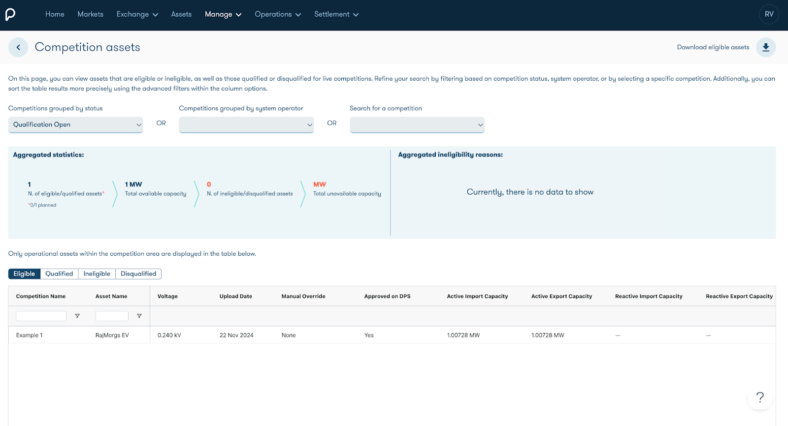 Asset Eligibility Dashboard - Eligible Asset