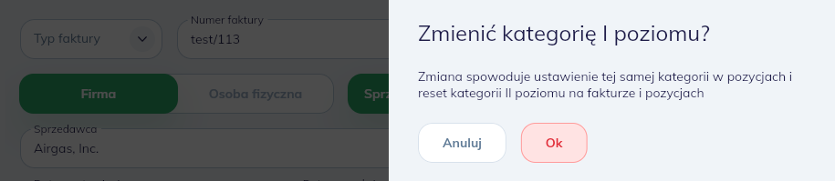 Zmiana kategorii 1 poziomu