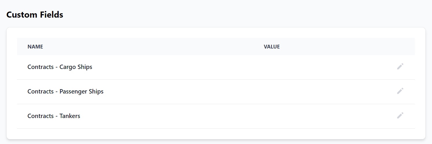 Screenshot of the Vessel Custom Fields feature in Martide's maritime crew management software