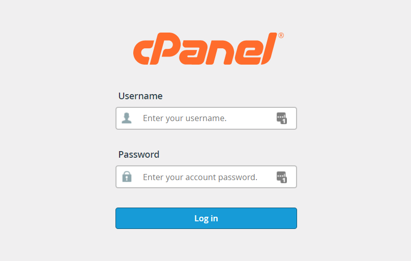 Halaman login cPanel