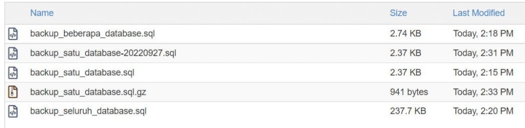 sql dump hasil backup