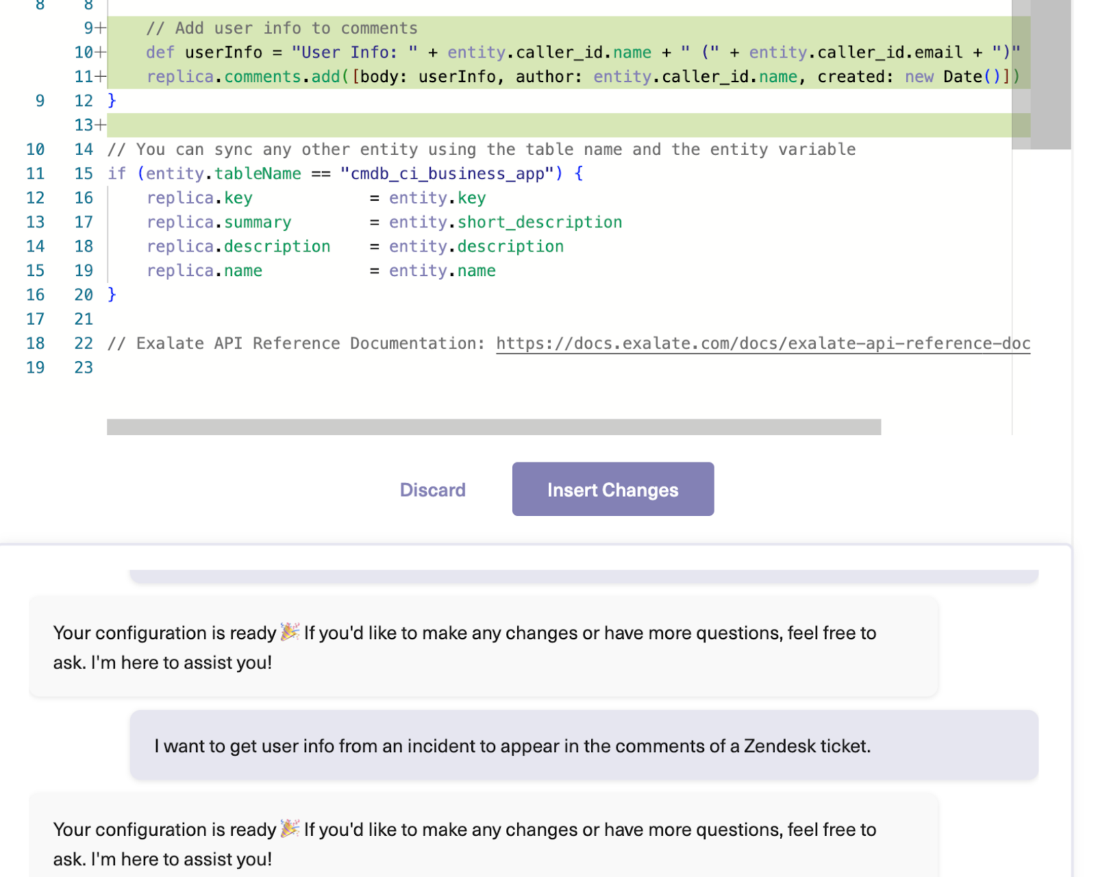 Use AI Assist for a Zendesk ServiceNow sync