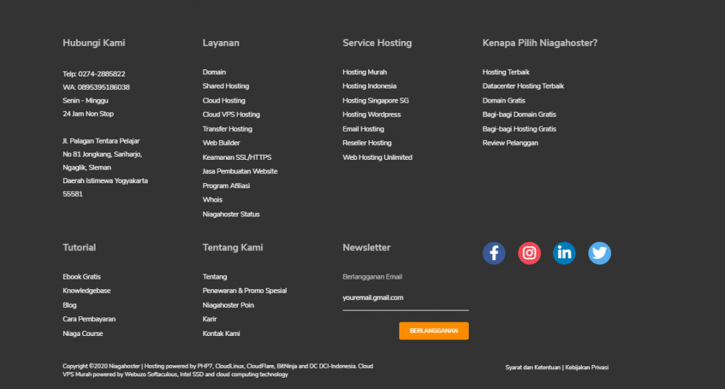 Footer Design Niagahoster