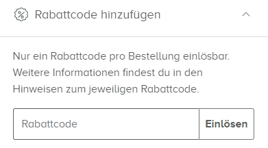 Rabattcode hinzufügen