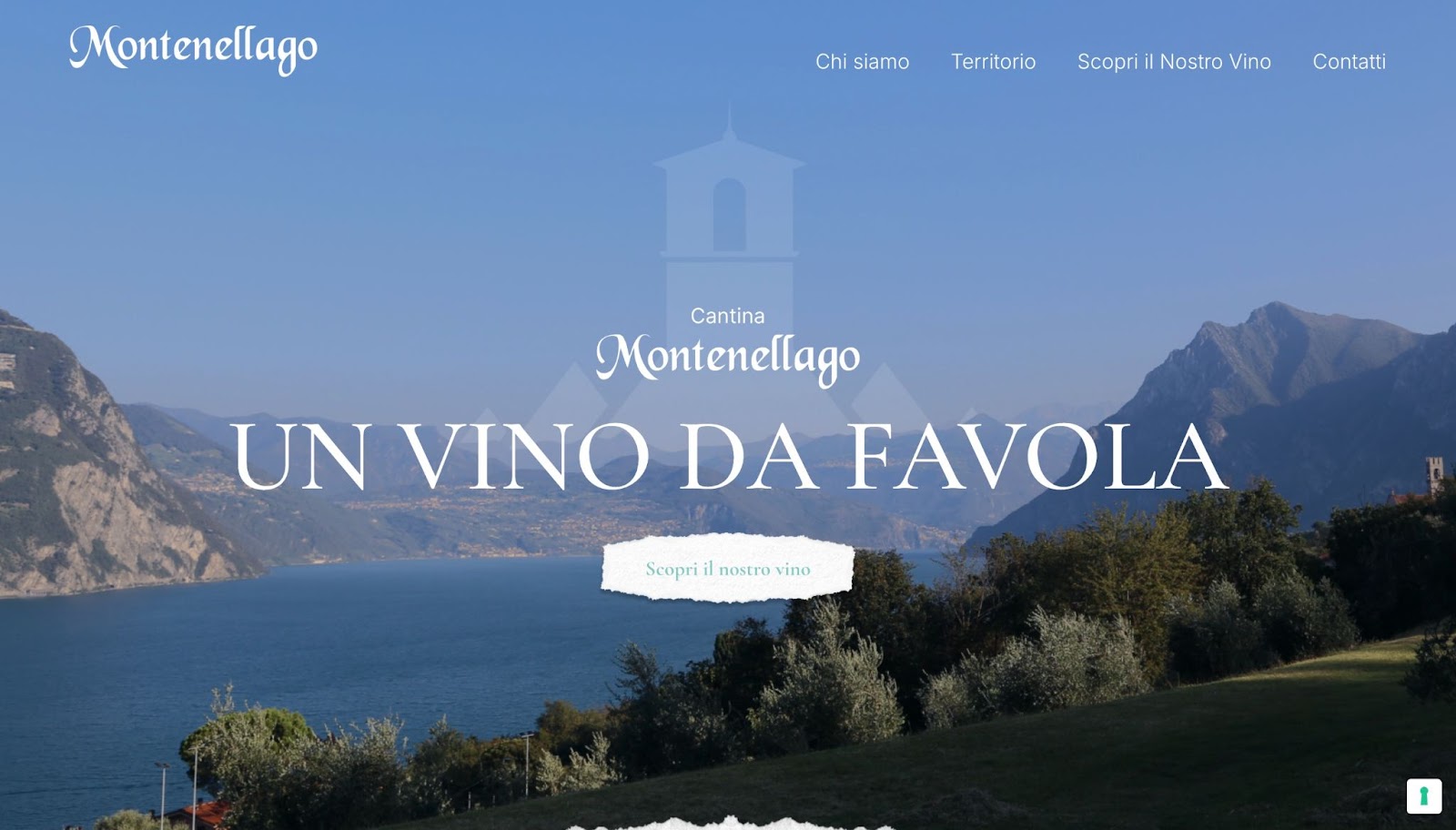 Screenshot della home di Cantina Montenellago.