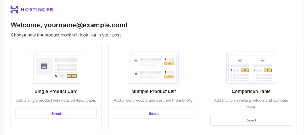 Las opciones de diseño de visualización de productos en Hostinger Amazon Affiliate Connector plugin