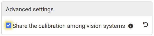 Advanced settings screenshot in the vision systems calibration