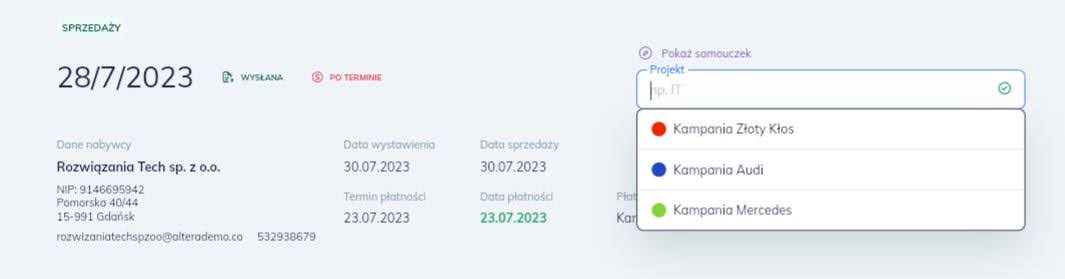 Jak wyznaczyć własne projekty w Altera.app