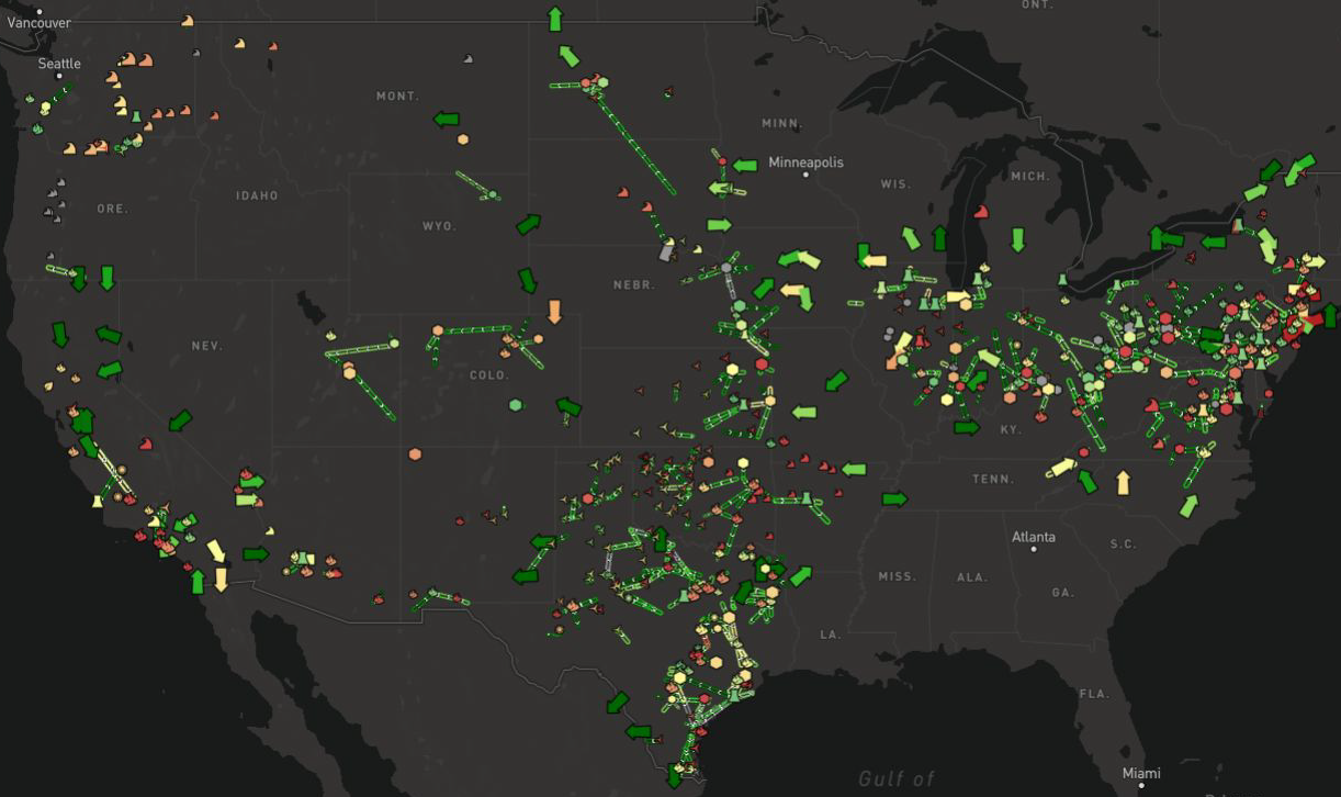 Live Power generation and transmission data sensor locations