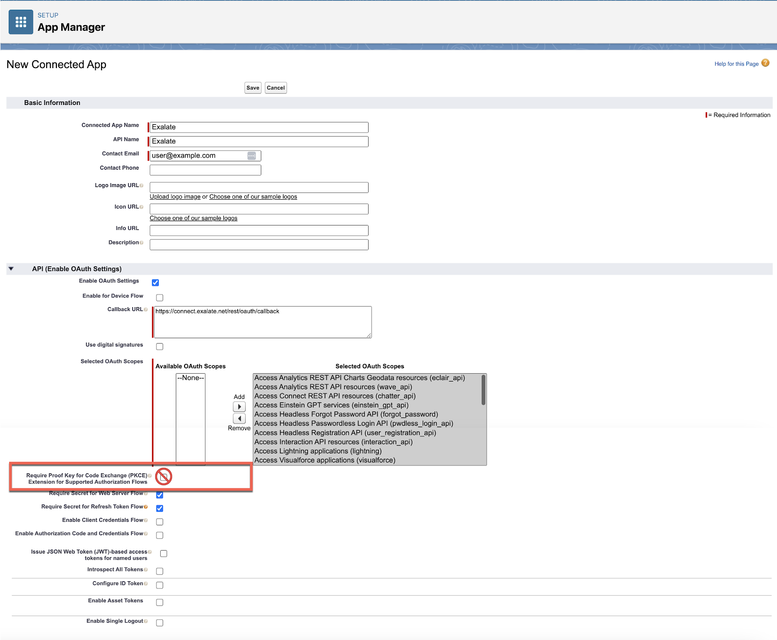 connected app configuration