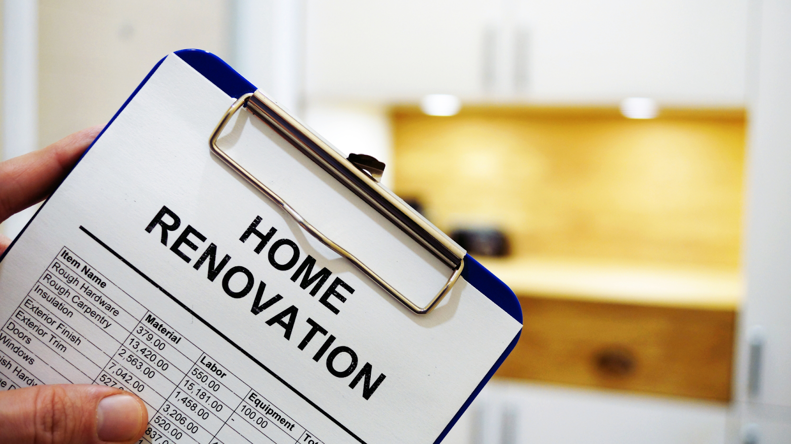 A home renovation budget plan.