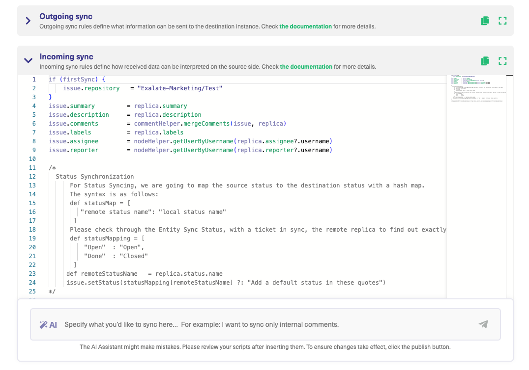 Sync rules in GitHub