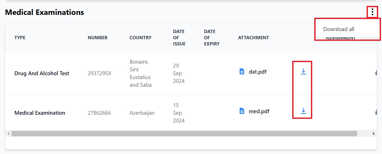 screenshot of Martide's maritime crew management software showing the travel agent flight request feature