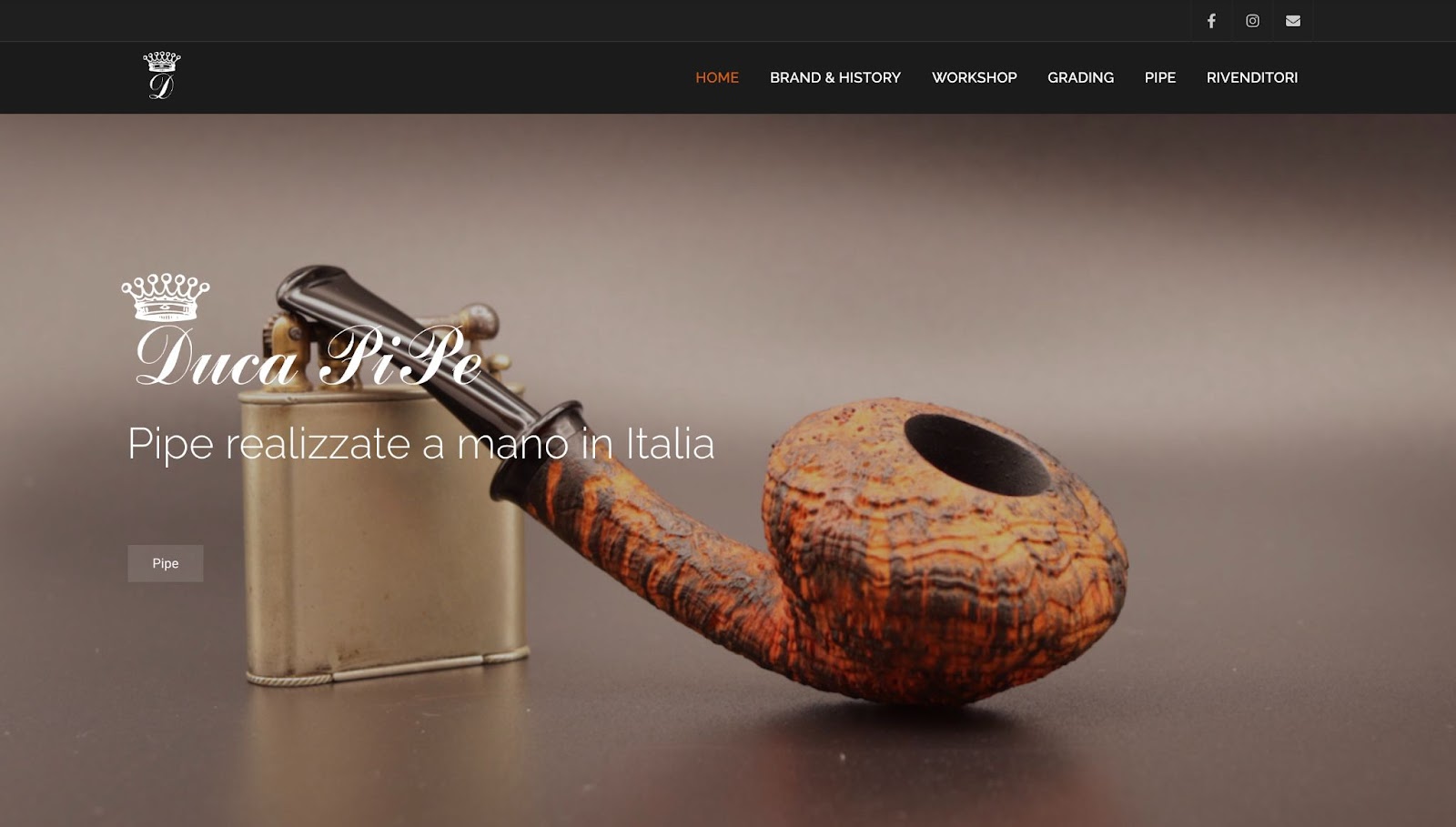 Screenshot della homepage del sito Duca Pipe.