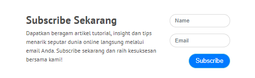 Contoh penggunaan form subscribe Niagahoster untuk mencegah email masuk ke spam