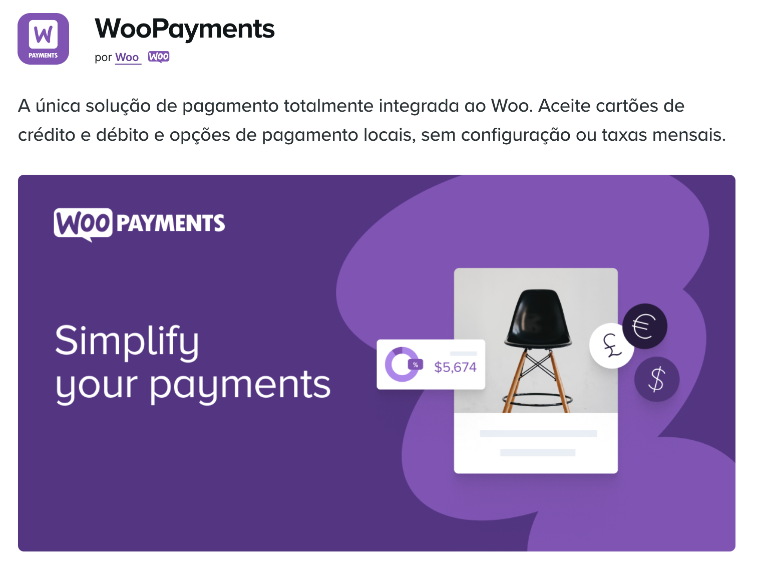 Processador de pagamentos WooPayments