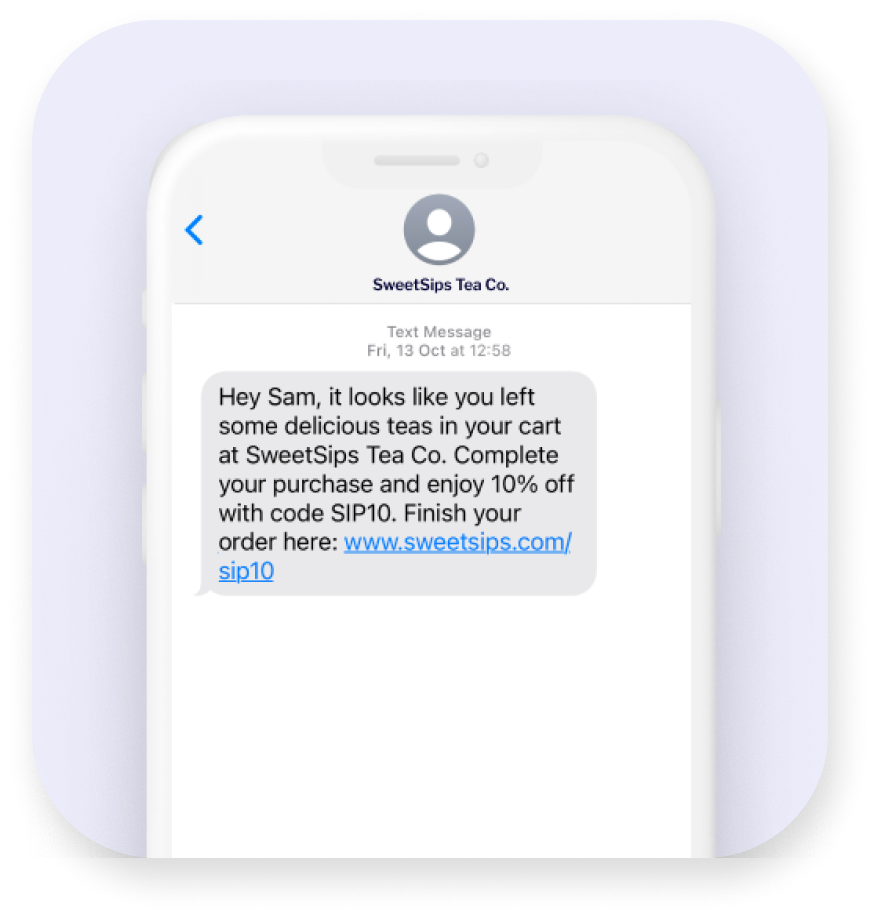 sms abandoned cart reminder