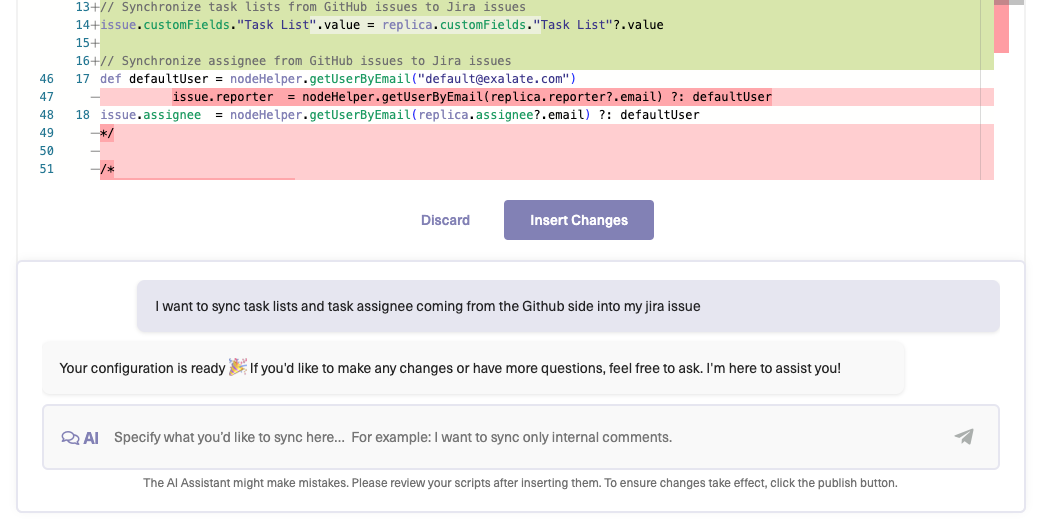 AI Assisted sync rules 