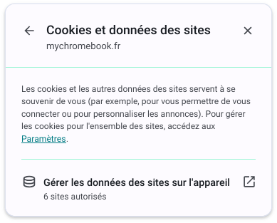 Capture d'écran de la deuxième fenêtre contextuelle