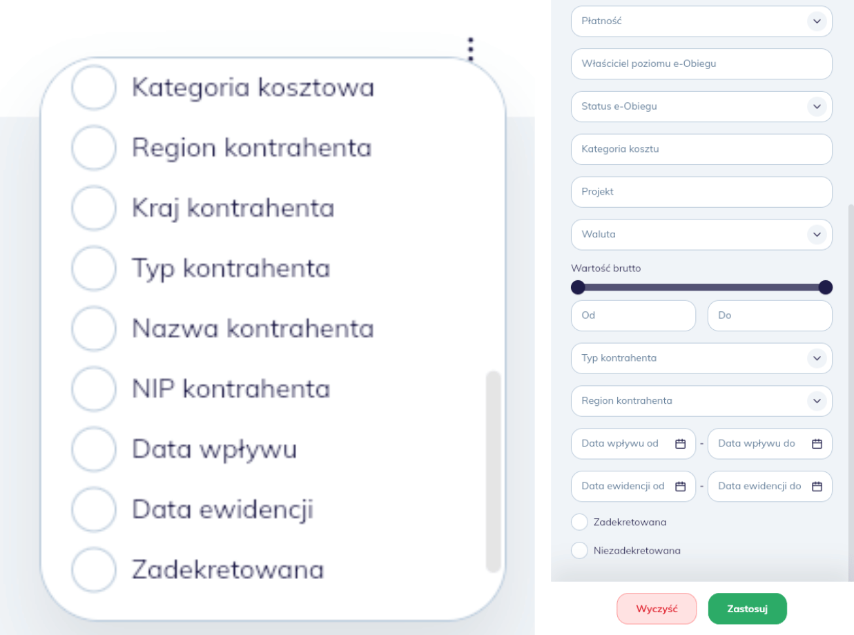 Nowe kolumny i filtry