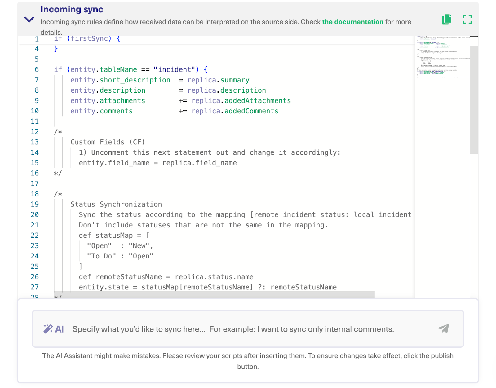 Sync rules in ServiceNow