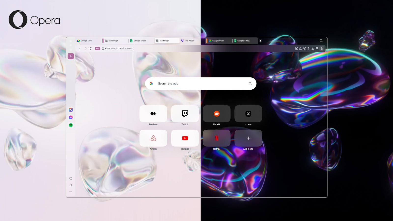 The new Metamorphic theme in Opera Developer. 