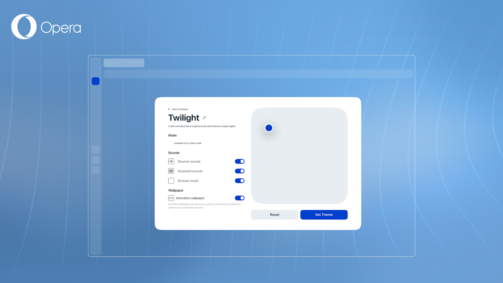 Twilight Theme configuration Menu