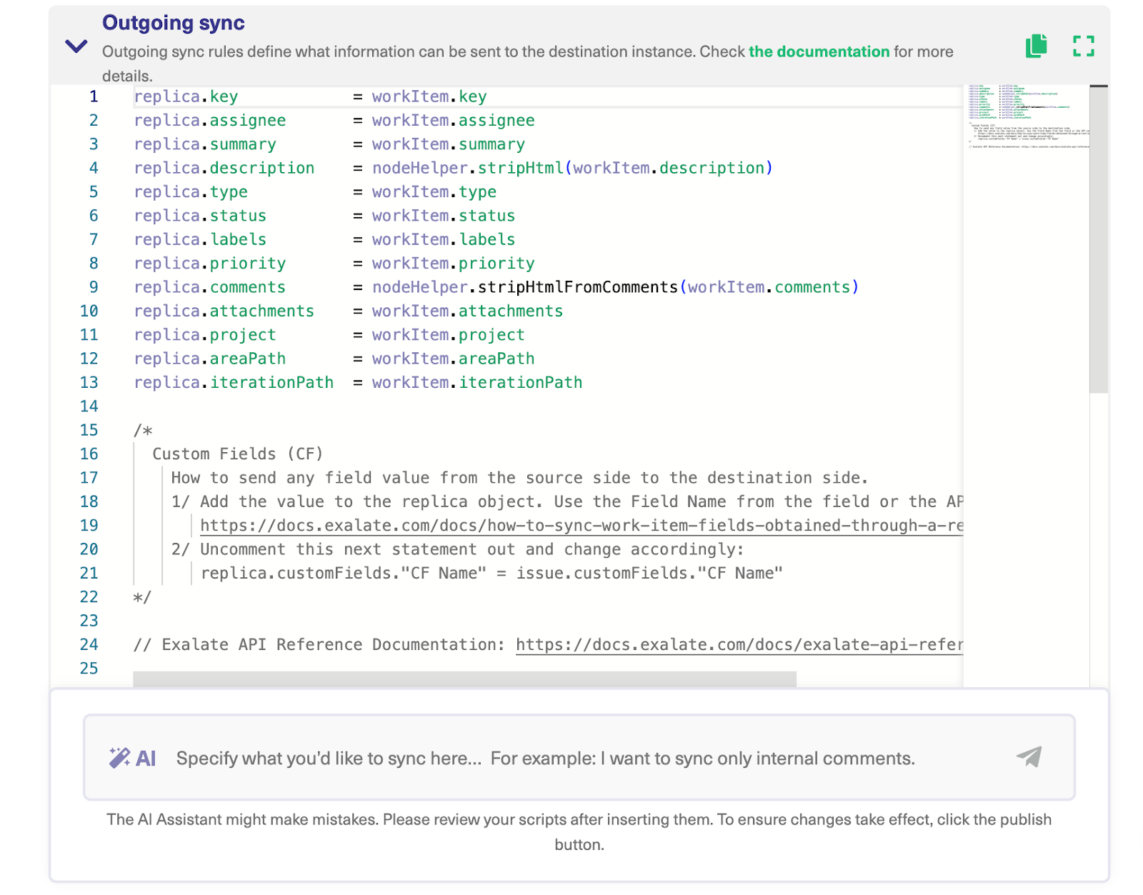 Sync rules in Azure DevOps