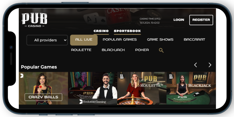 Pub casino In-play