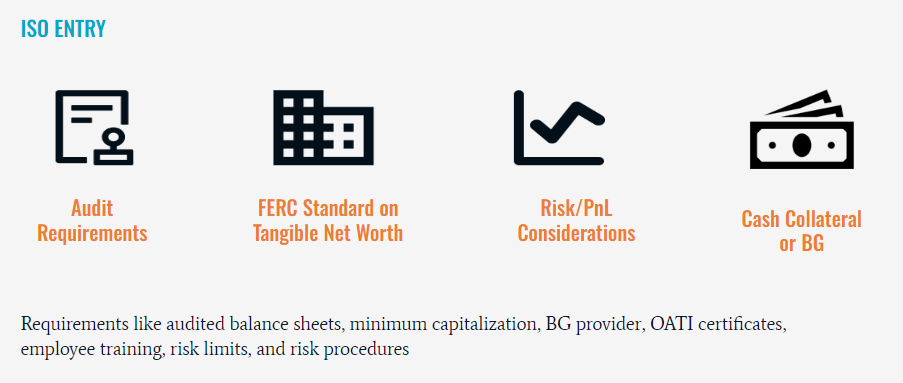 ISO entry requirements for US power trading