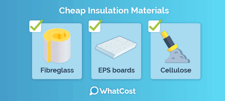 cheap insulation materials, fibreglass, EPS boards, Cellulose