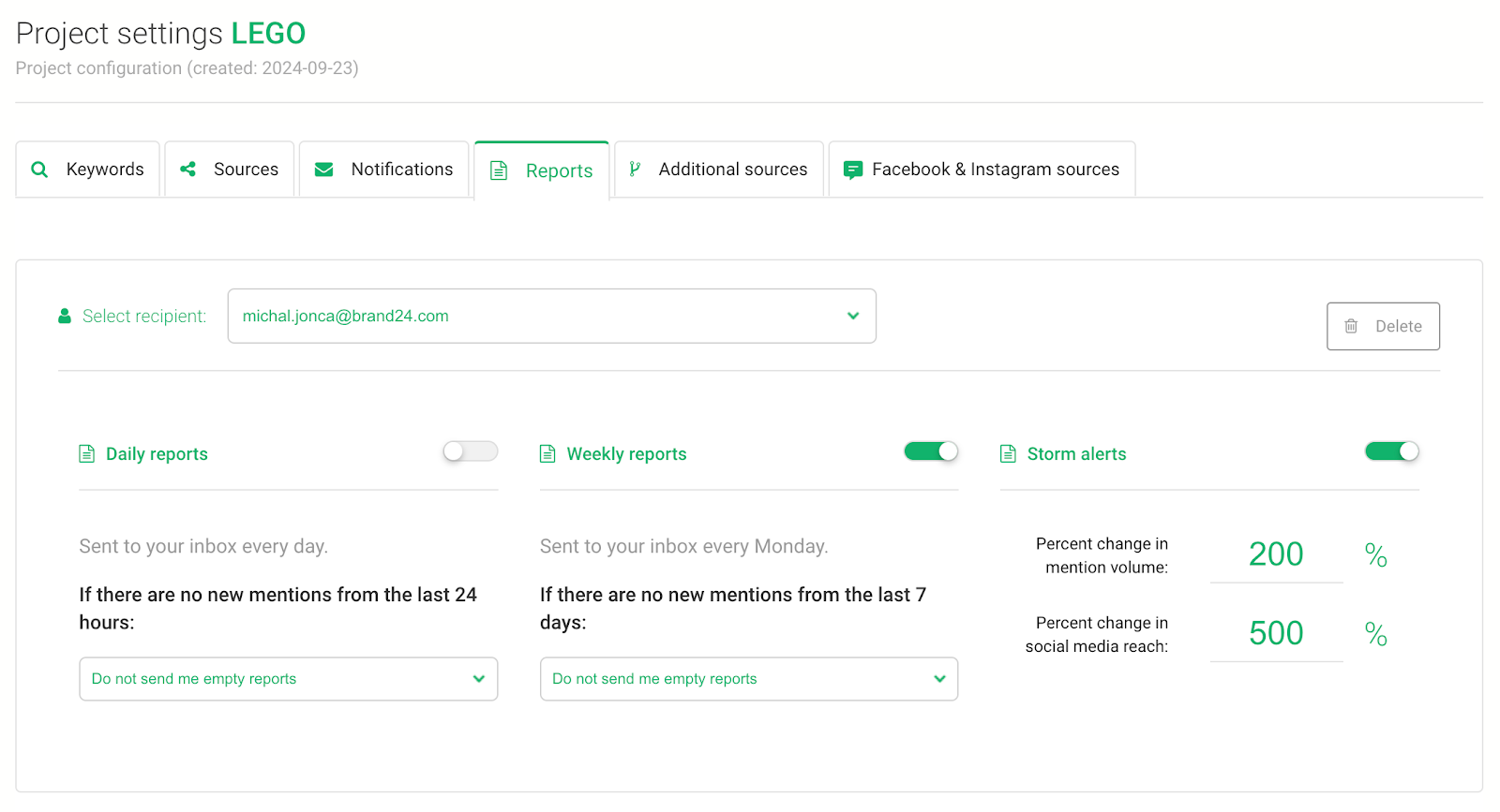 brand24 storm alert settings