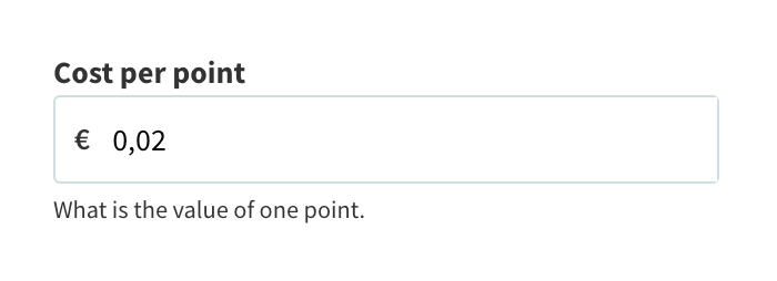 default cost per point in Ambassify