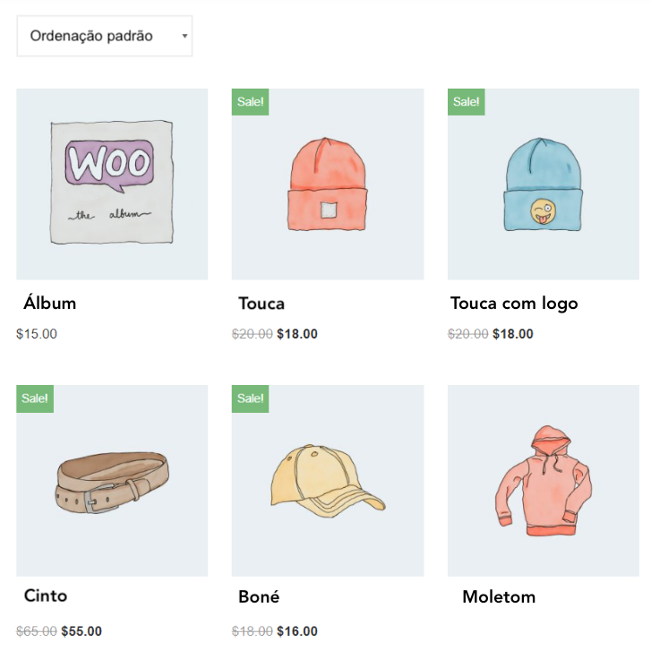 Página da loja no WooCommerce