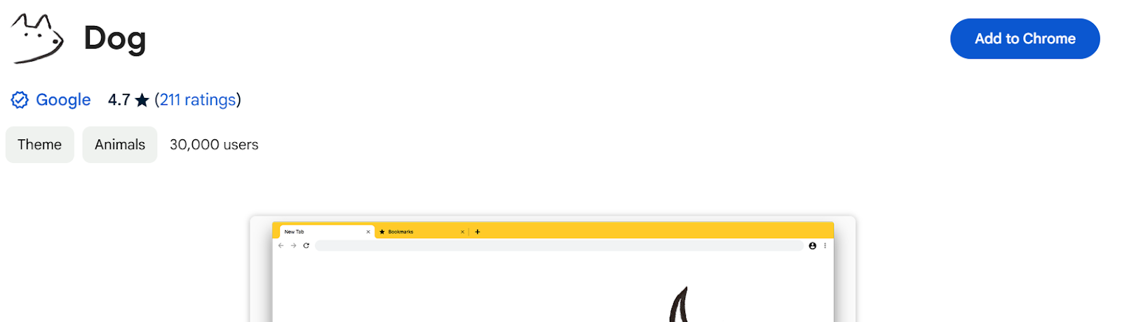 Image showing the Dog theme and how to add it to Chrome