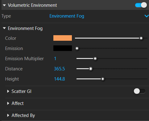 The V-Ray Volumetric Fog settings