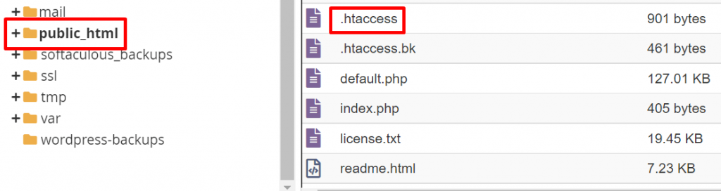 mencari file .htaccess sebagai bagian dari cara melakukan whitelist IP address