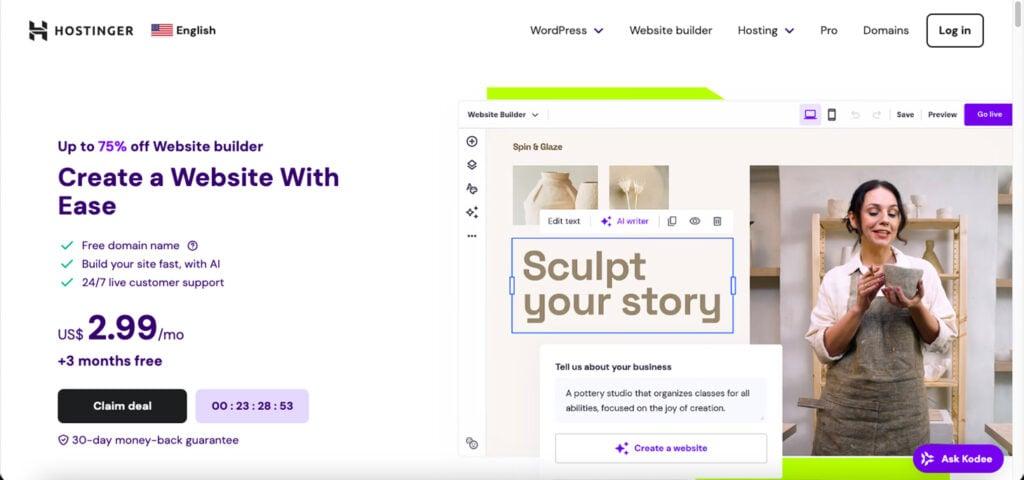 Hostinger's AI-powered website builder
