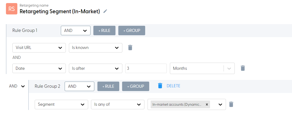 Retargeting Segments Rules and Groups in N.Rich