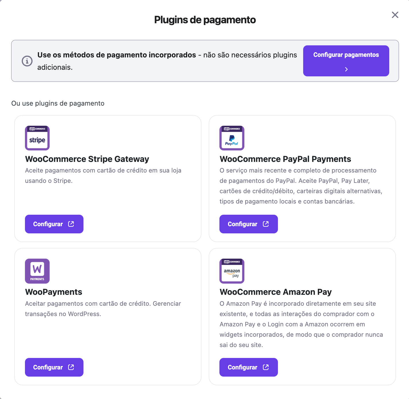 Extensões de pagamento WooCommerce