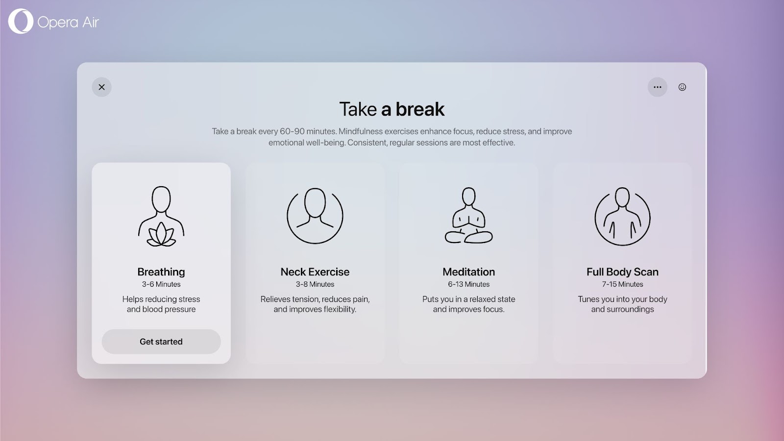 The exercises in the Take a Break feature.