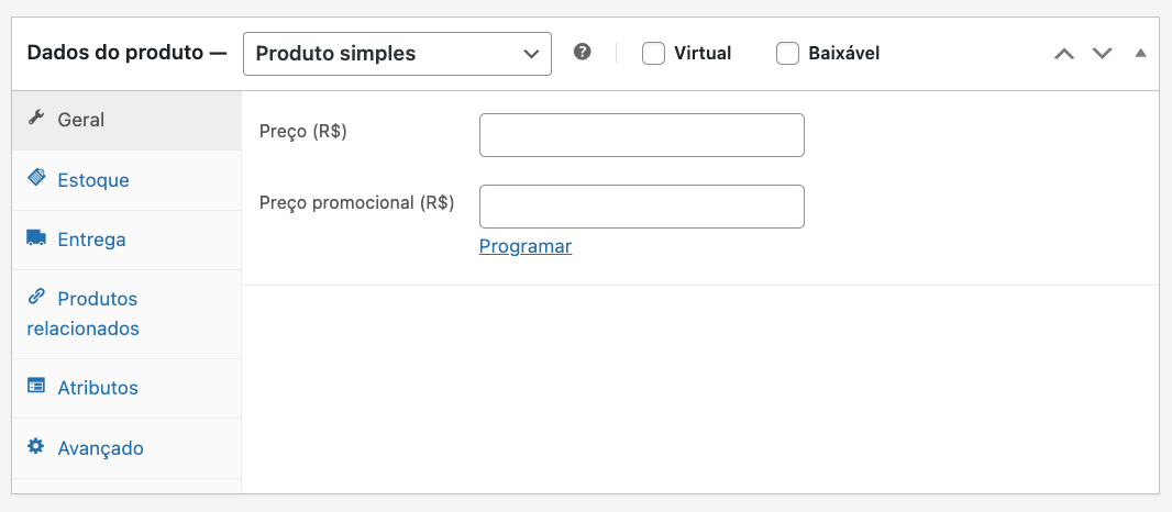 Dados do produto no WooCommerce