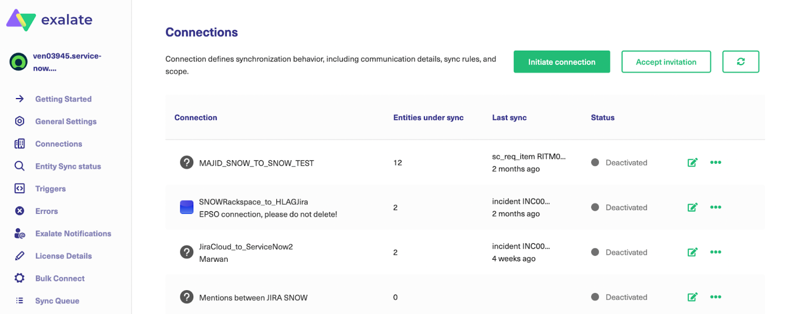 initiate a servicenow integration 