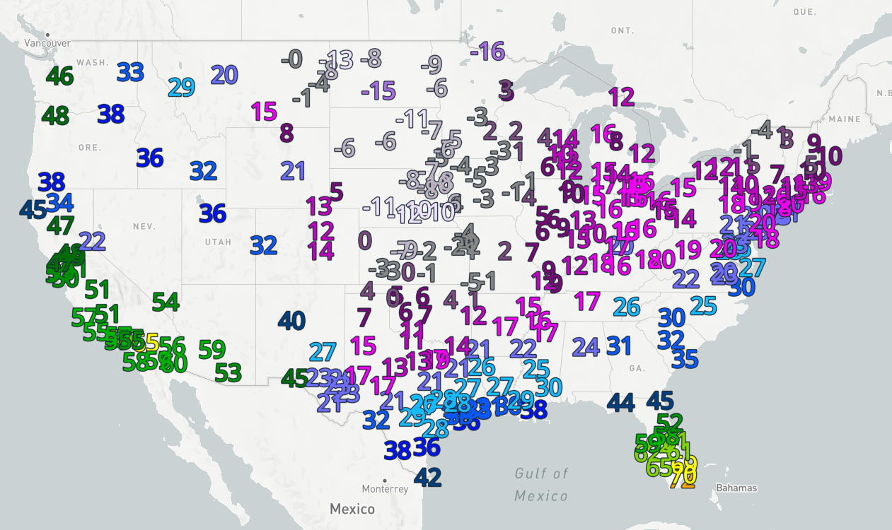 Temperature forecasts in Yes Energy’s Analytic Price Map in PowerSignals®