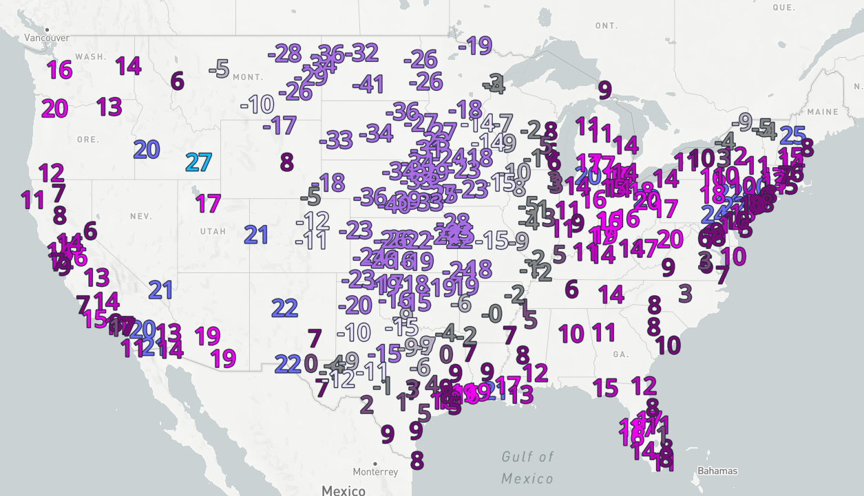 Comparison of temperatures in Yes Energy’s Analytic Price Map in PowerSignals